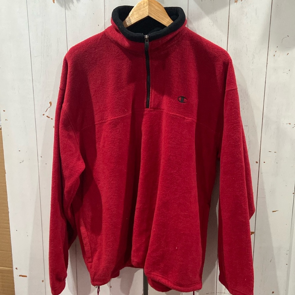 Champion red quarter zip size large